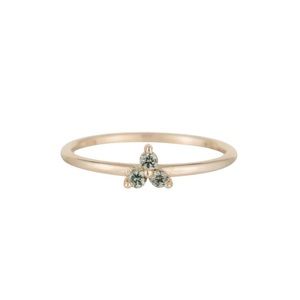 Jennie Kwon - Green Sapphire Triad 14K Gold Ring size 10
